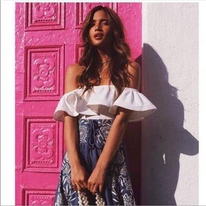 Misa white off the shoulder ruffle bodysuit size S